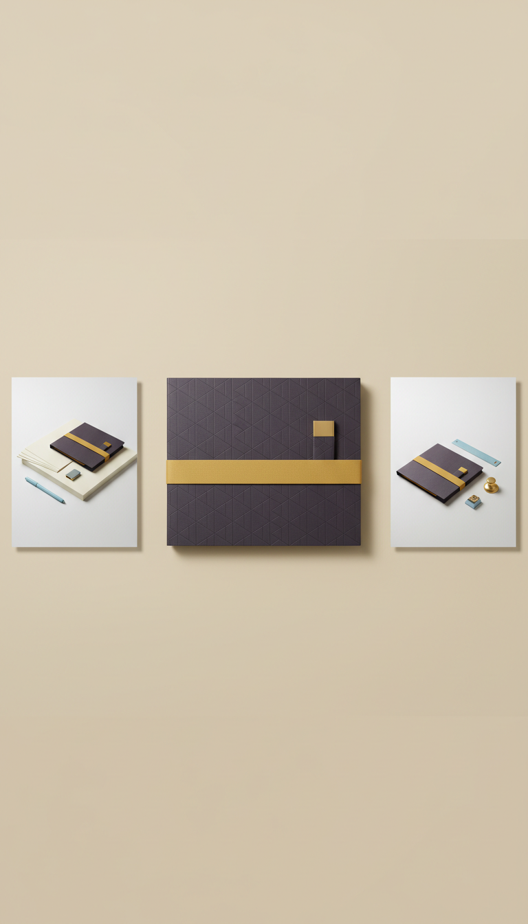 Luxury presentation folder with project assets