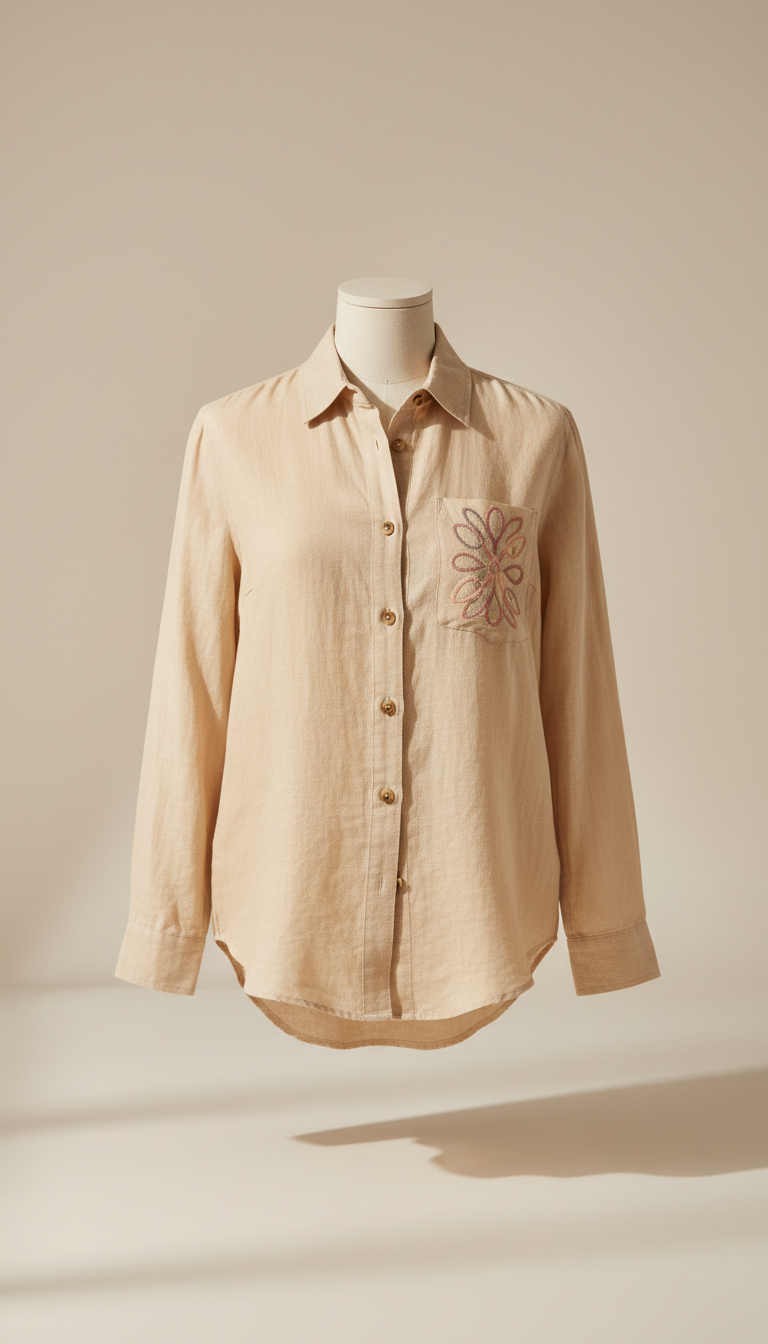 Linen Shirt in Almond Milk